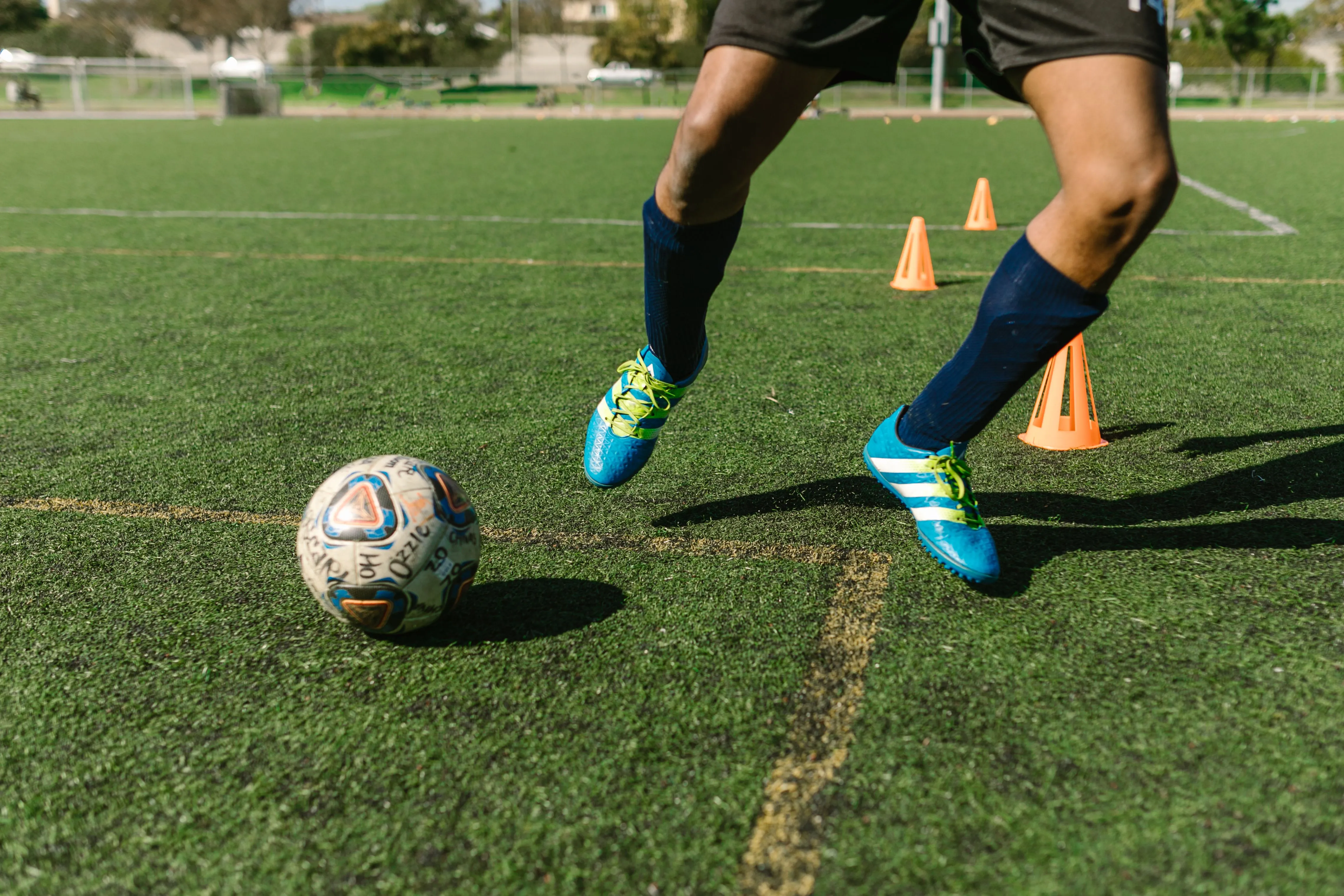 Player engaging in dribbling drill